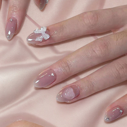 Elegant Bow Accent Press-On Nail Set