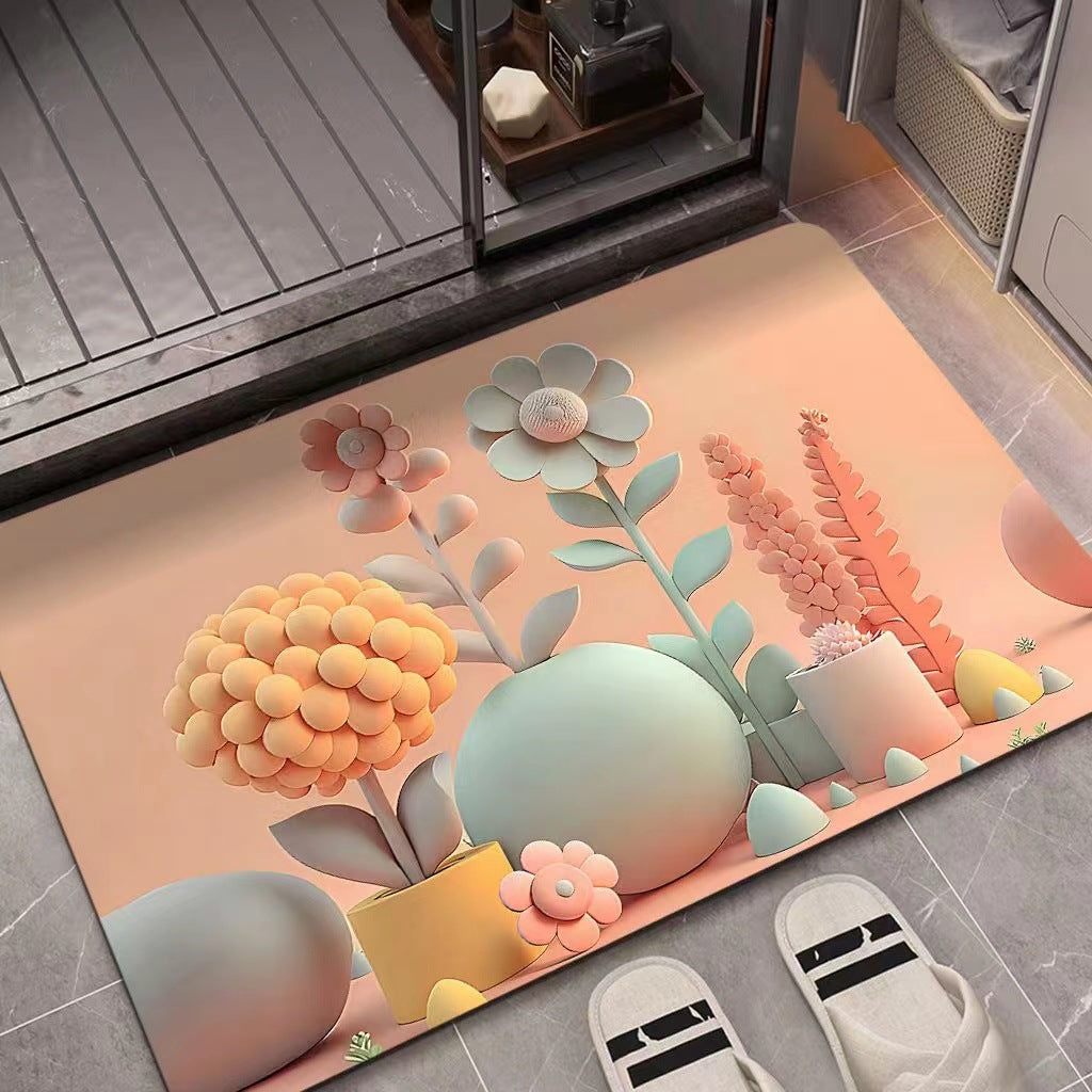 Floral Design 3D Textured Area Mat