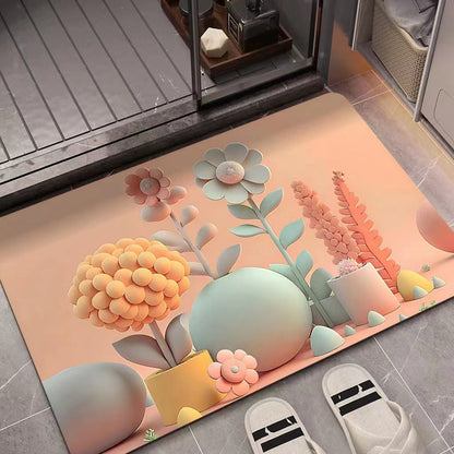 Floral Design 3D Textured Area Mat
