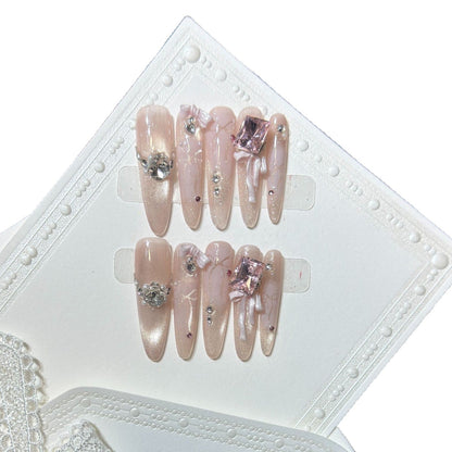 Charming Patterned Press-On Stiletto Nail Set