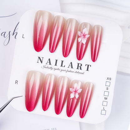 Floral Embellished Press-On Stiletto Nail Set