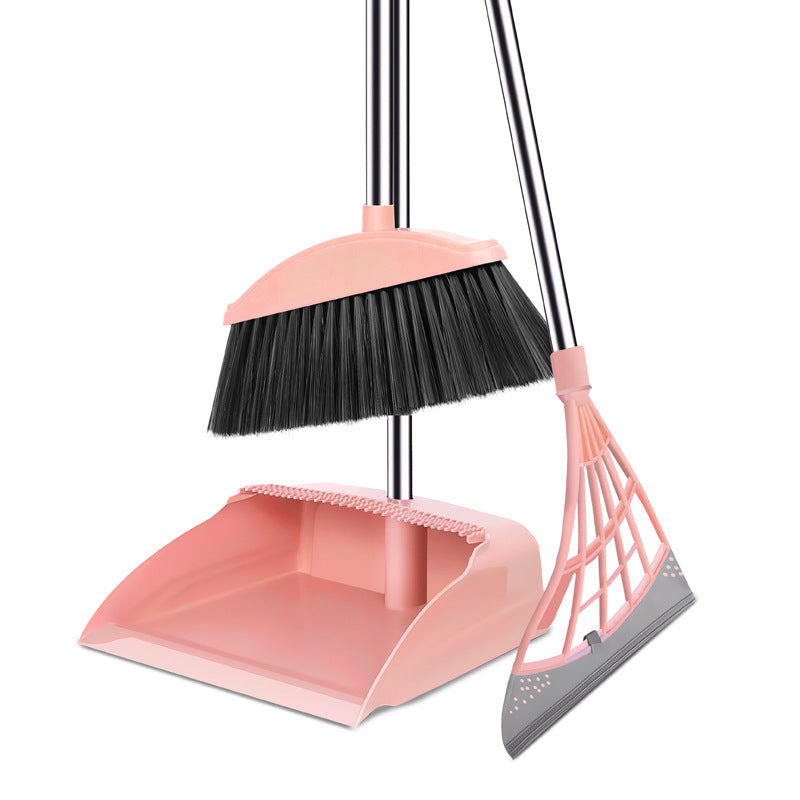 Ergonomic Cleaning Set with Adjustable Broom, Dustpan, and Squeegee