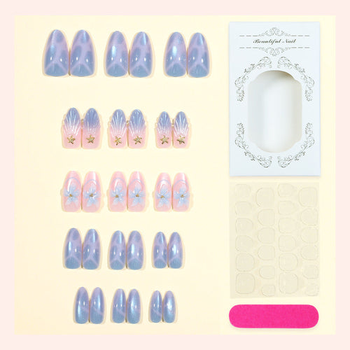 Iridescent Shell Design Press-On Nail Set