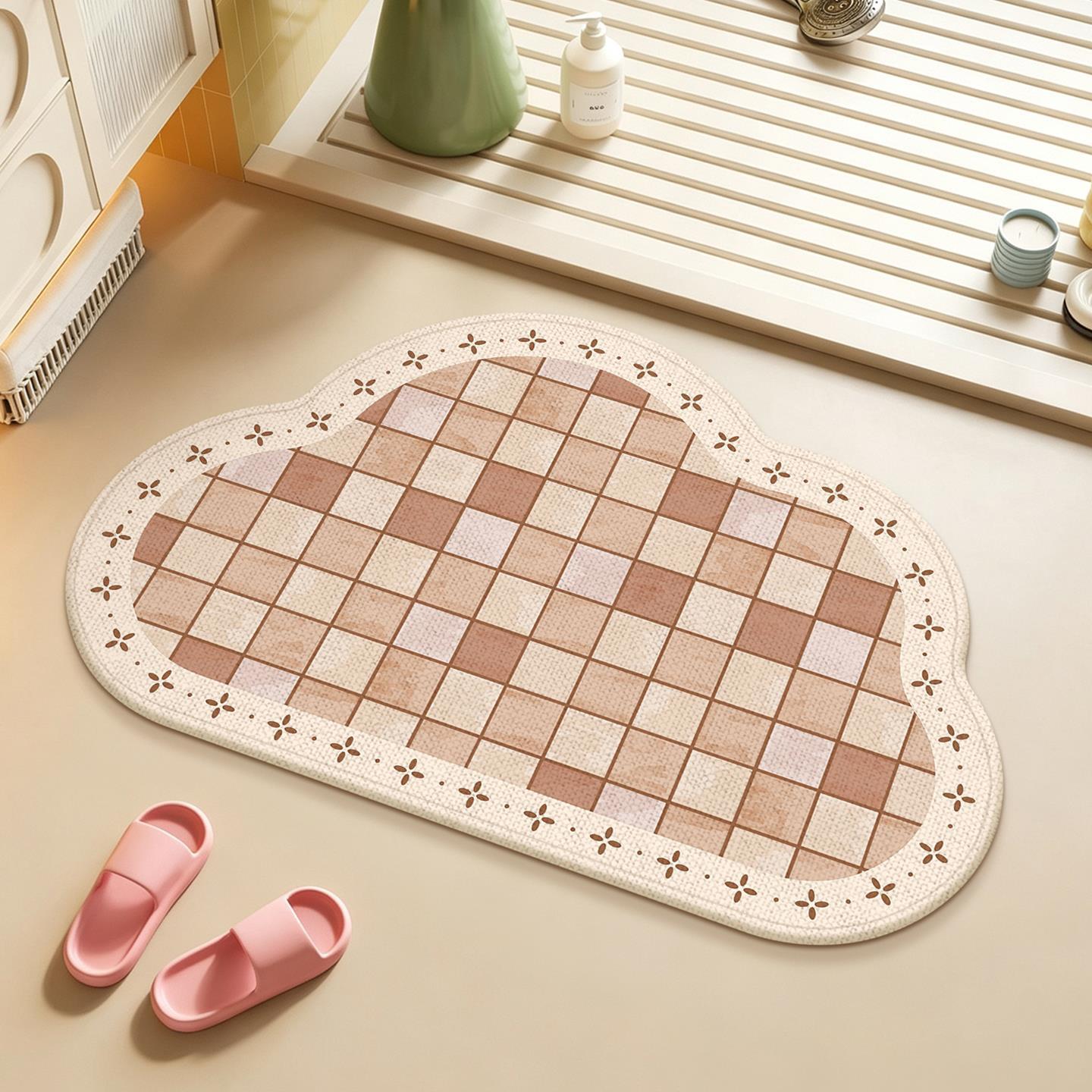 Floral Patterned Bath Mat with Absorbent Texture