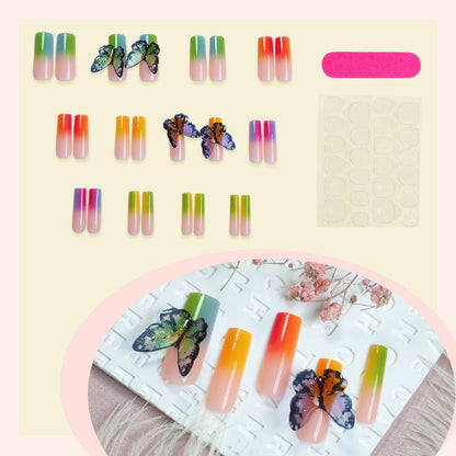Butterfly and Gradient Design Press-On Nail Set