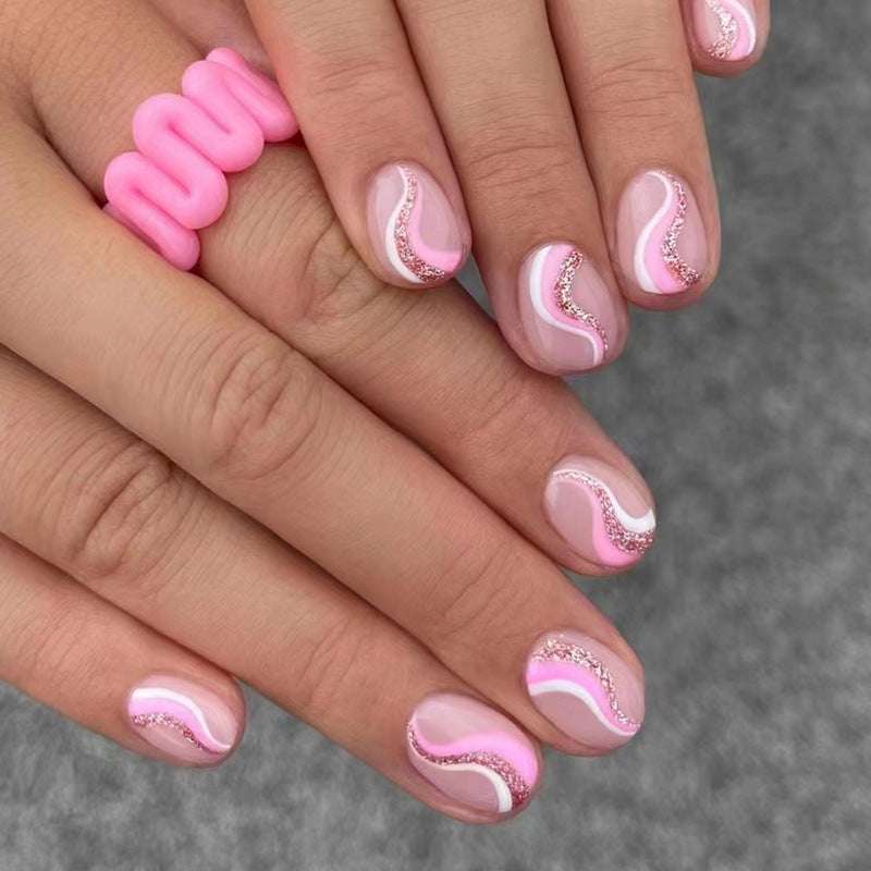 Nail Tips with Artistic Wave Pattern