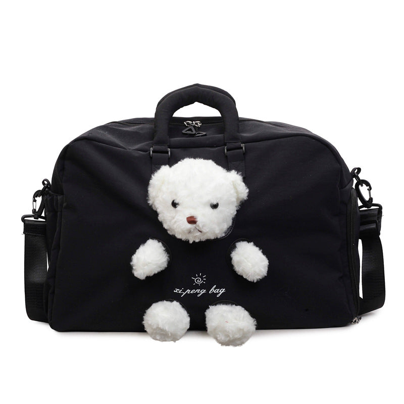 Travel Duffle Bag with Cute Plush Toy Attachment