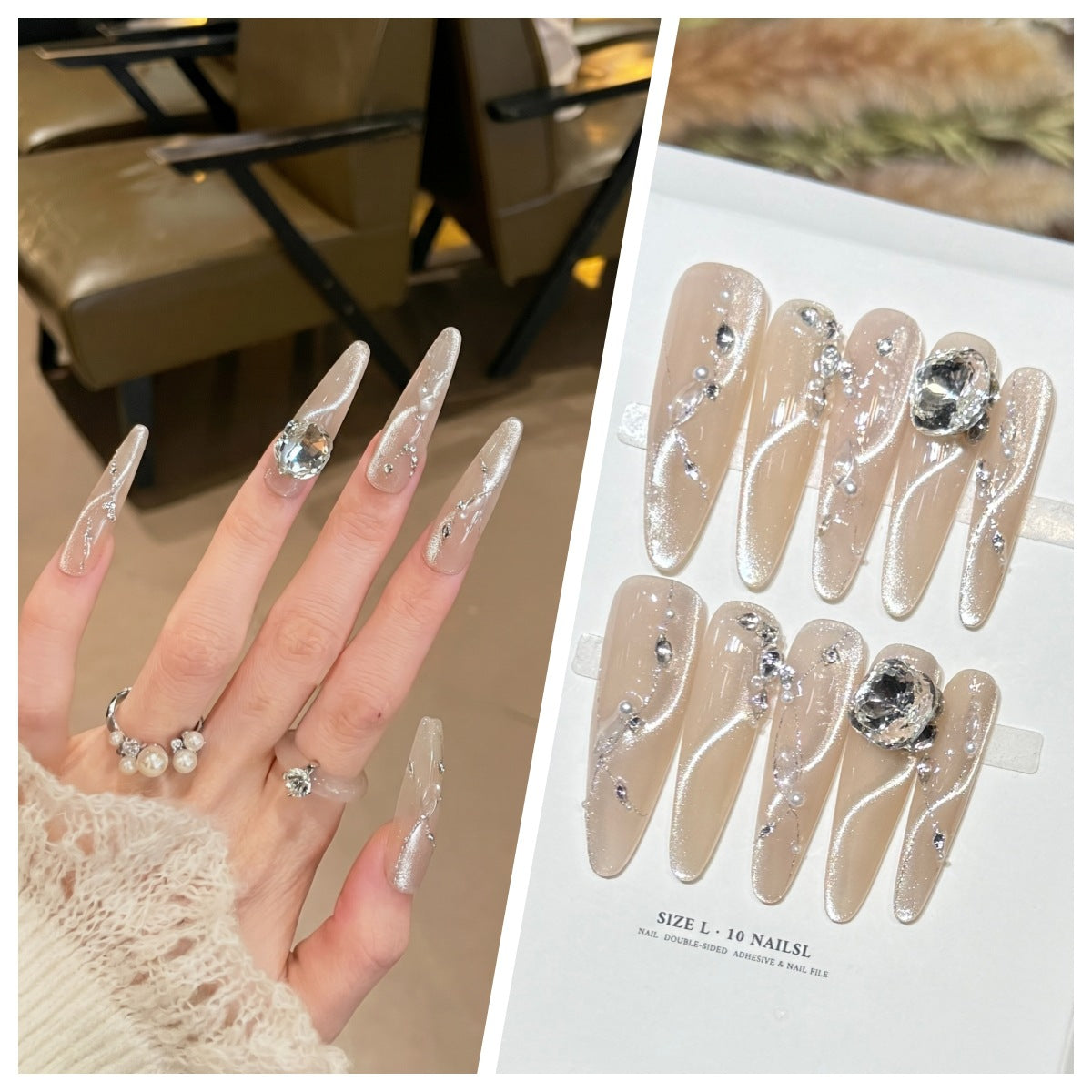 Charming Patterned Press-On Stiletto Nail Set