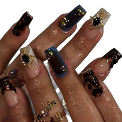 Decorative Press-On Nail Set with Artistic Designs