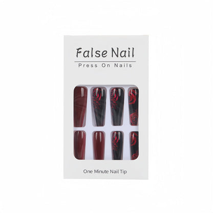 Floral Rose Pattern Nail Tips for Artistic Design
