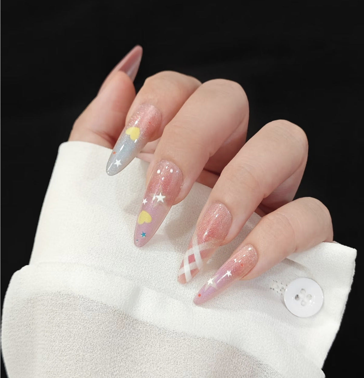 Gemstone Accent Press-On Nail Art Design