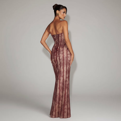 Mermaid Style Maxi Dress with Long Sleeves for Evening and Wedding Events