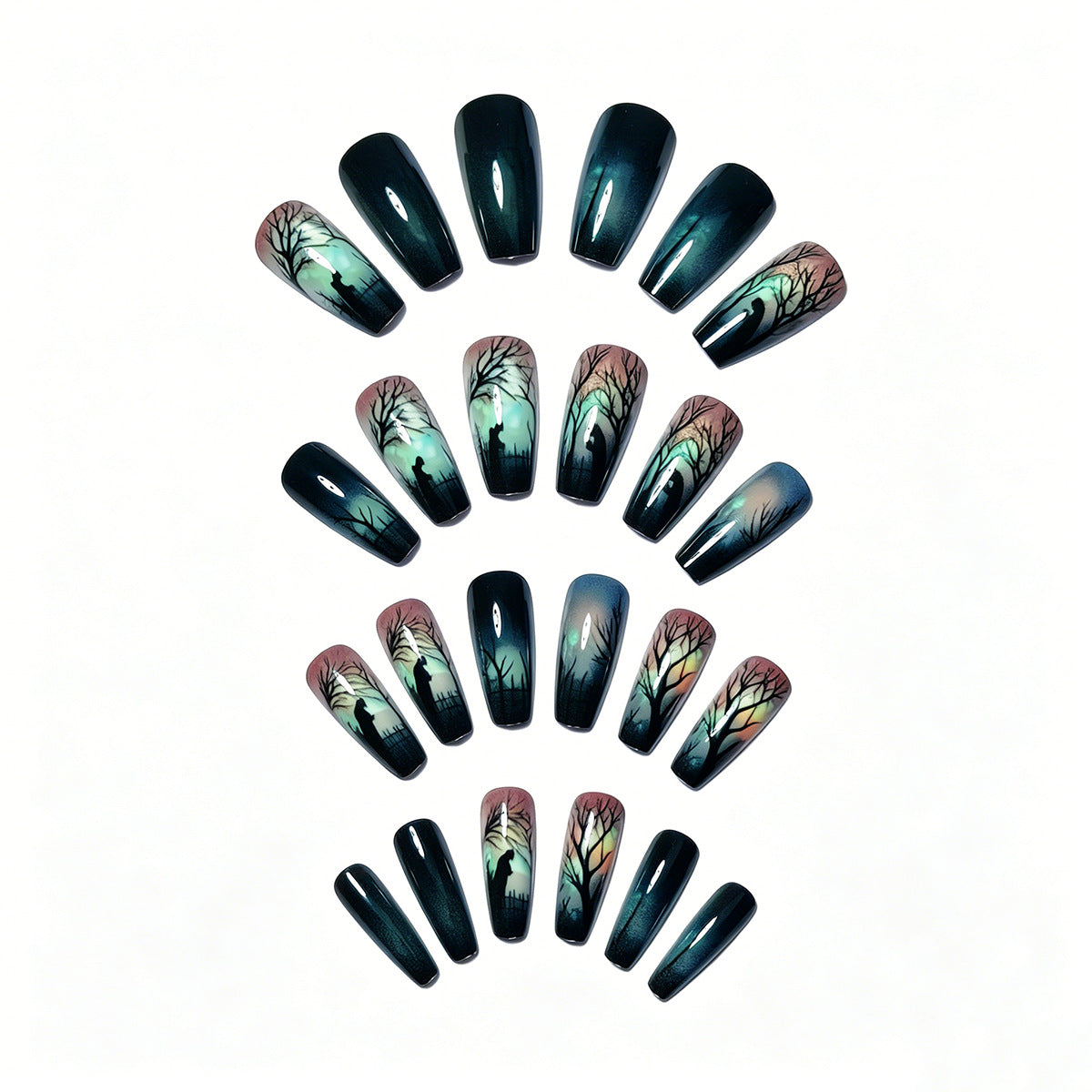Creative Nail Art Design – Nighttime Landscape Theme