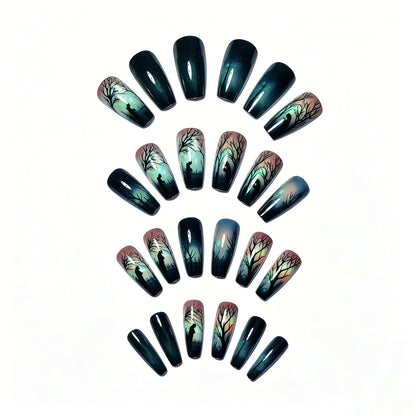 Creative Nail Art Design – Nighttime Landscape Theme