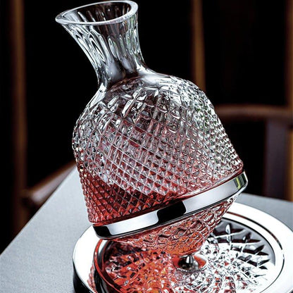 Crystal Glass Wine Decanter | 360° Rotating | Elegant Design & Optimal Aeration