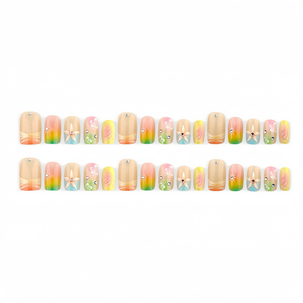 Floral Gradient Acrylic Nails Design