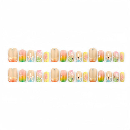 Floral Gradient Acrylic Nails Design