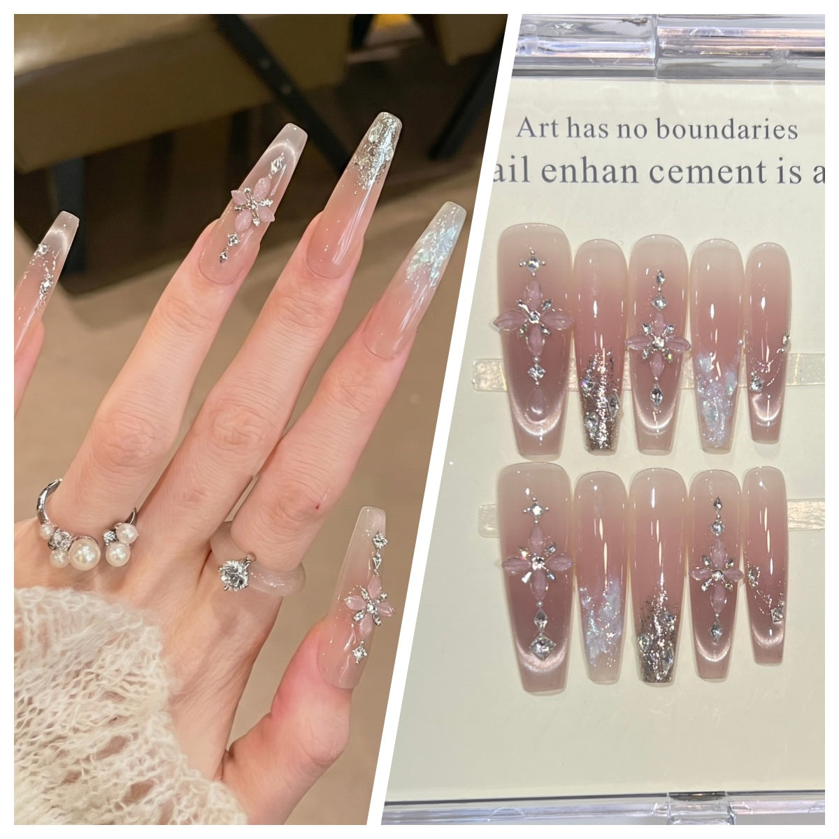 Charming Patterned Press-On Stiletto Nail Set