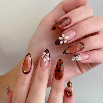 Press-On Nail Art Set with Animal Designs