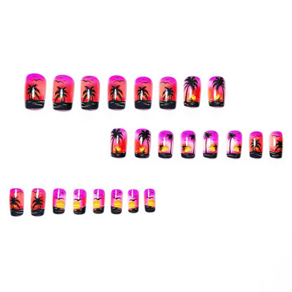 Creative Nail Art Design with Sunset Beach Theme