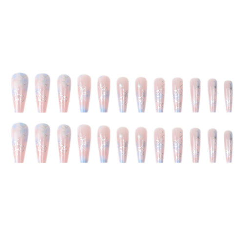 Floral and Geometric Accented Acrylic Stiletto Nail Set