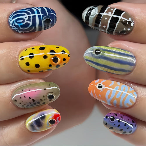 Decorative Press-On Nail Tips with Unique Patterns