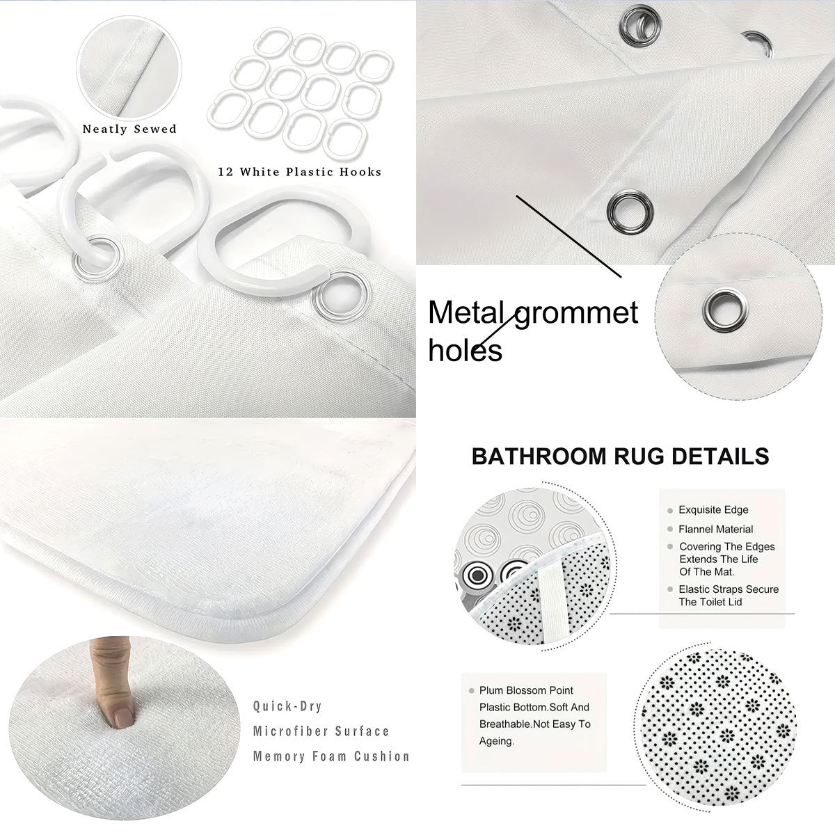 Digital Four-Piece Bathroom Set with Abstract Design