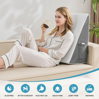 Supportive Wedge Pillow for Relaxation with Adjustable Backrest