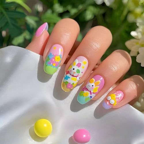 Spring-Inspired Press-On Nail Art Design