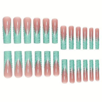 Press-On Nails with Artistic Wave Design