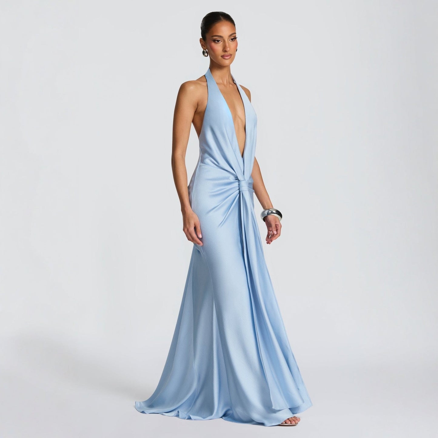 Backless Halter Maxi Dress with Slit – Long Summer Style