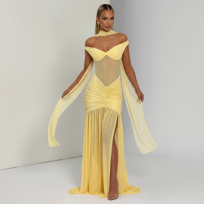 Bodycon Maxi Dress with Off Shoulder Design for Summer Evening Events