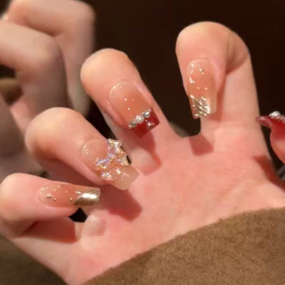 Press-On Nails with Artistic Ocean Theme Design
