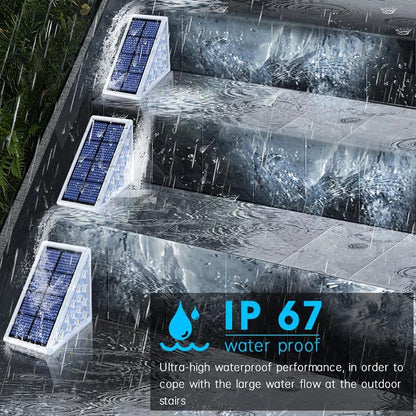 Waterproof Triangular Solar LED Stair Lights with Dusk-to-Dawn Sensor