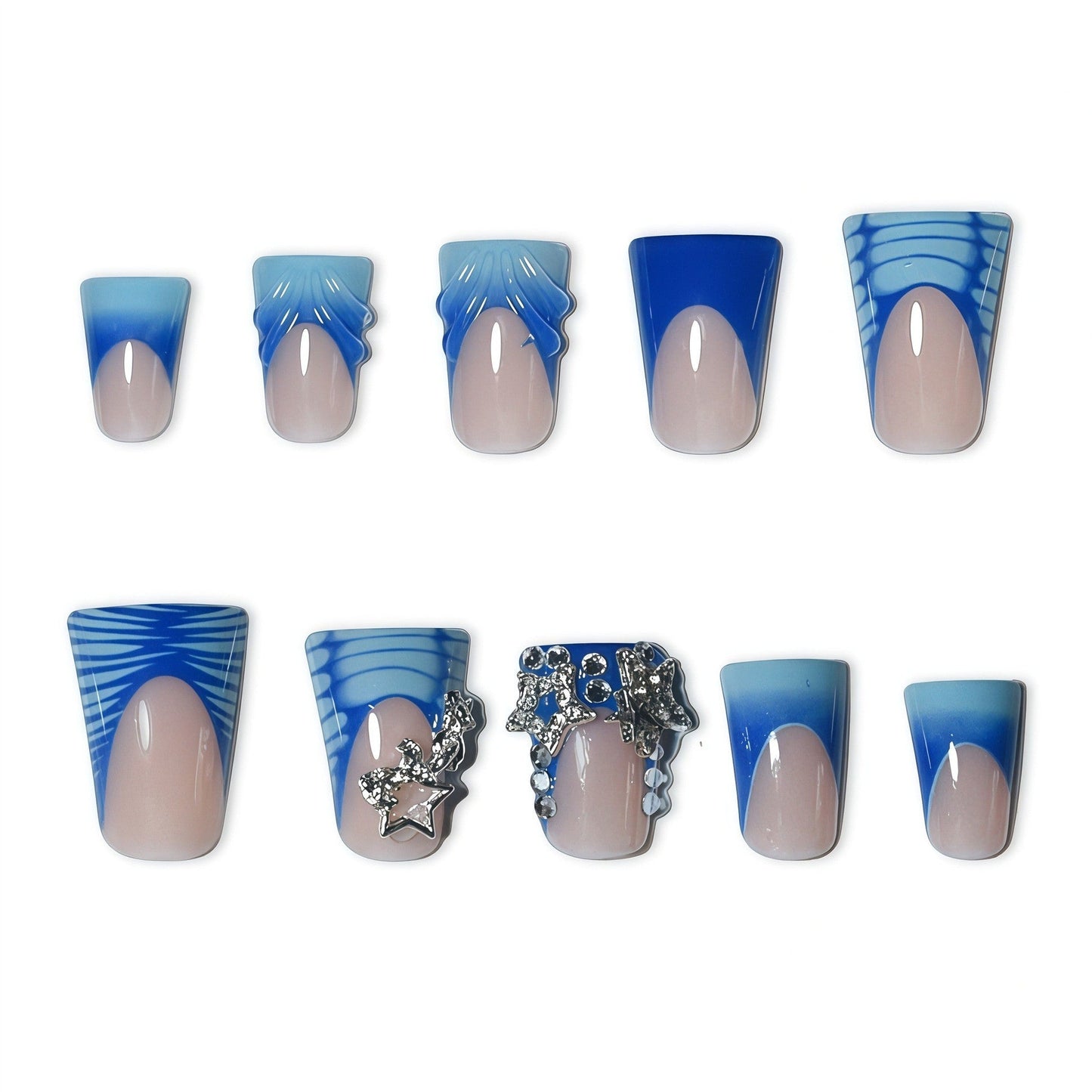 Ocean-Themed 3D Nail Art Stickers for Press-On Application