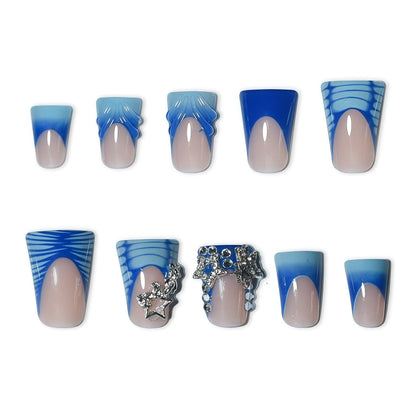 Ocean-Themed 3D Nail Art Stickers for Press-On Application