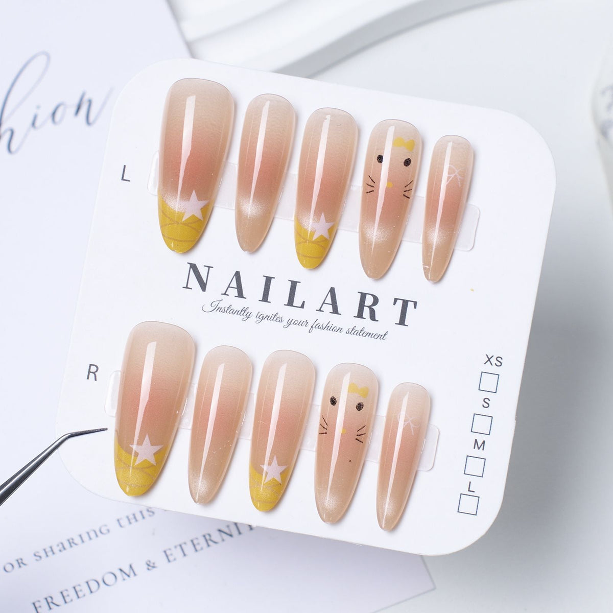Floral Embellished Press-On Stiletto Nail Set