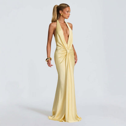 Backless Halter Maxi Dress with Slit – Long Summer Style