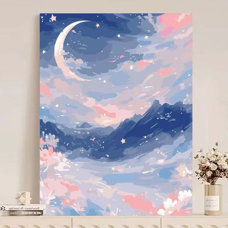Canvas Artwork of Abstract Mountain Scenery