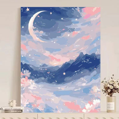 Canvas Artwork of Abstract Mountain Scenery