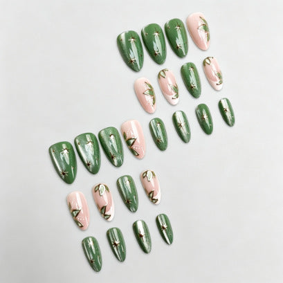 Botanical Design Press-On Nail Tips – Floral Pattern