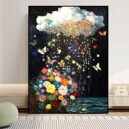 Floral Canvas Art featuring Abstract Butterfly Design