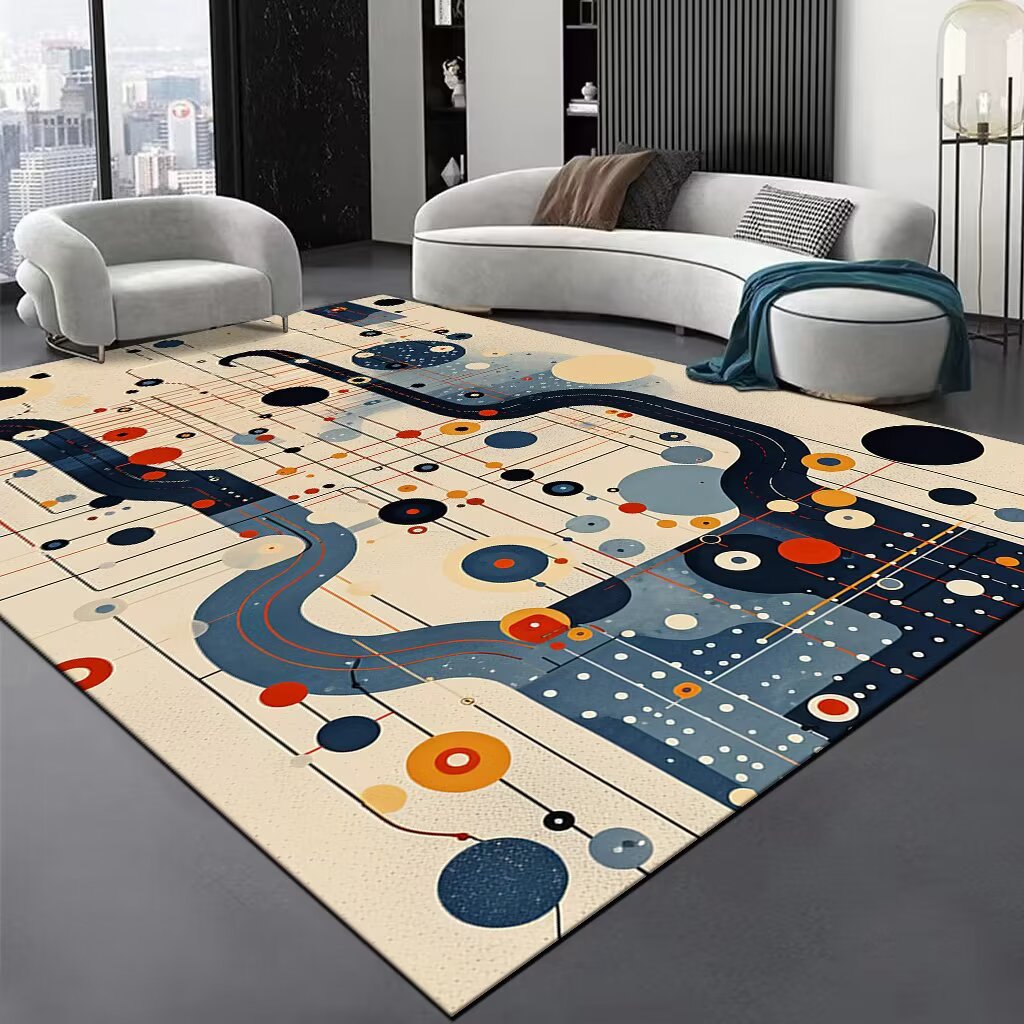 Area Rug with Abstract Swirl Design