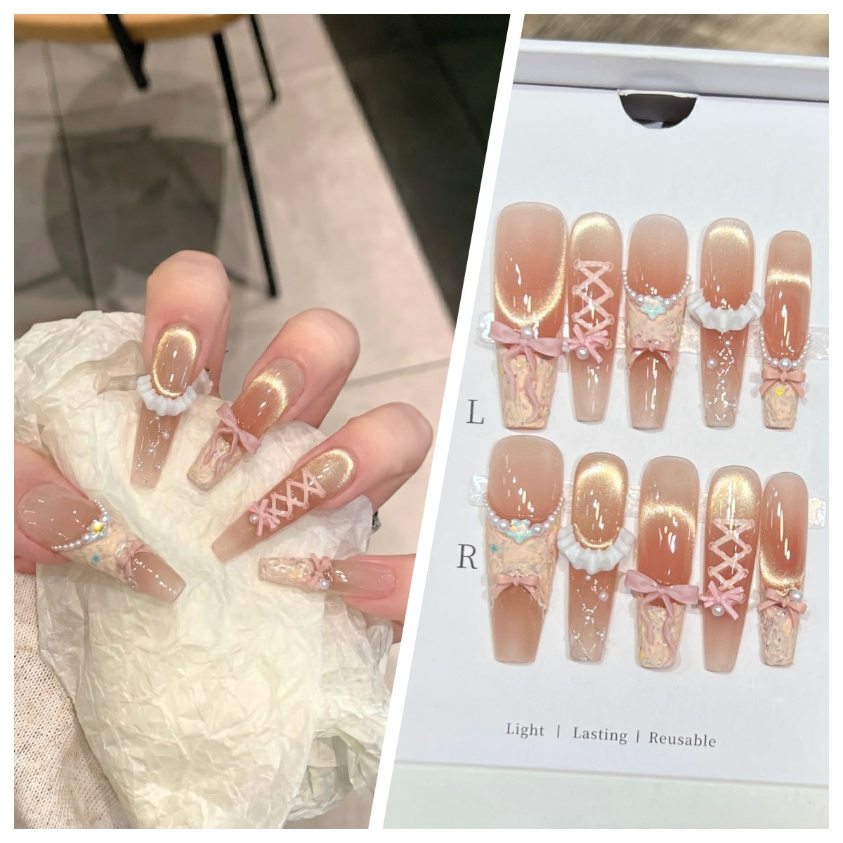 Charming Patterned Press-On Stiletto Nail Set