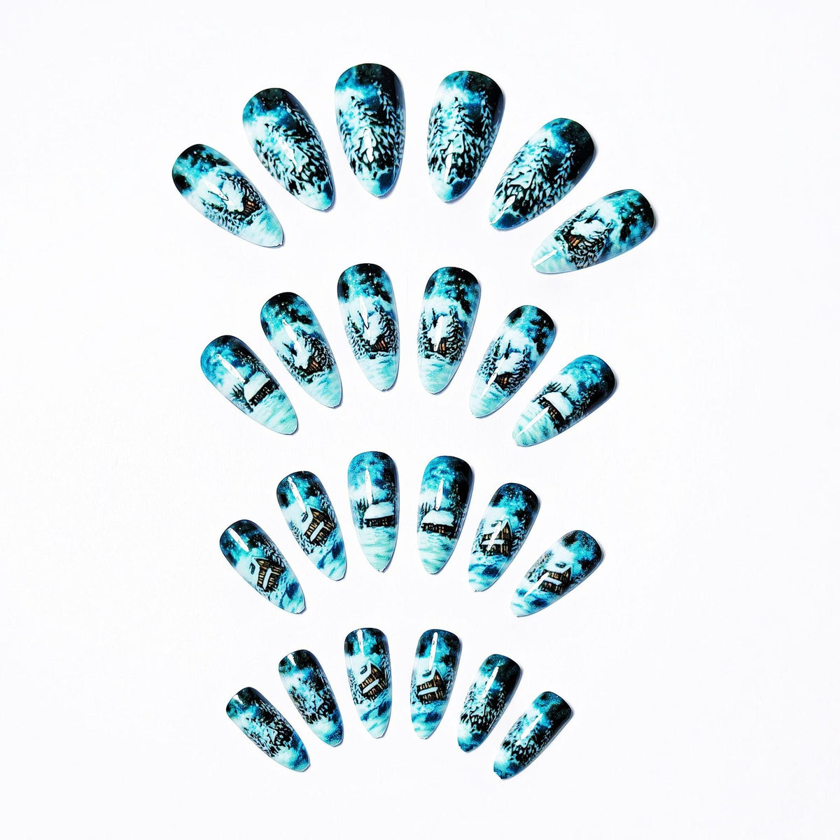 Winter Cabin Themed Nail Art Design