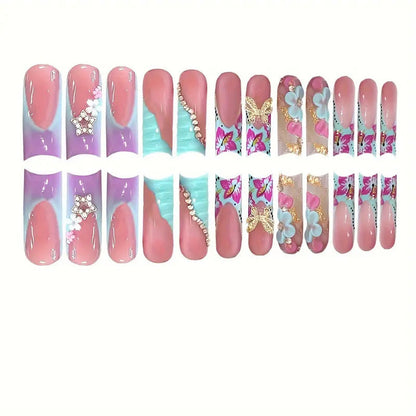 Floral Design 3D Press-On Nail Art