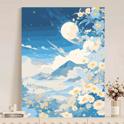 Canvas Artwork of Abstract Mountain Scenery