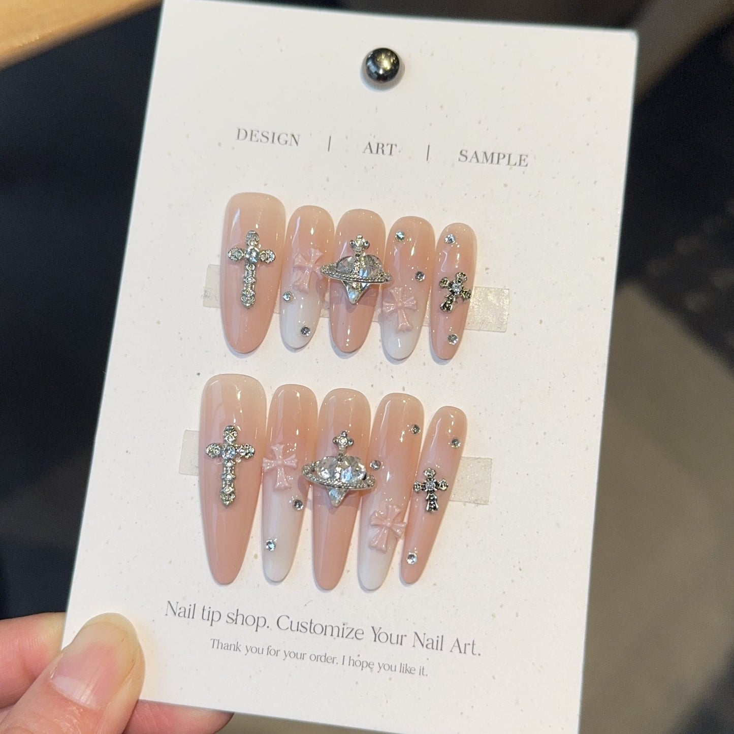 Rhinestone Accent Acrylic Nails Set