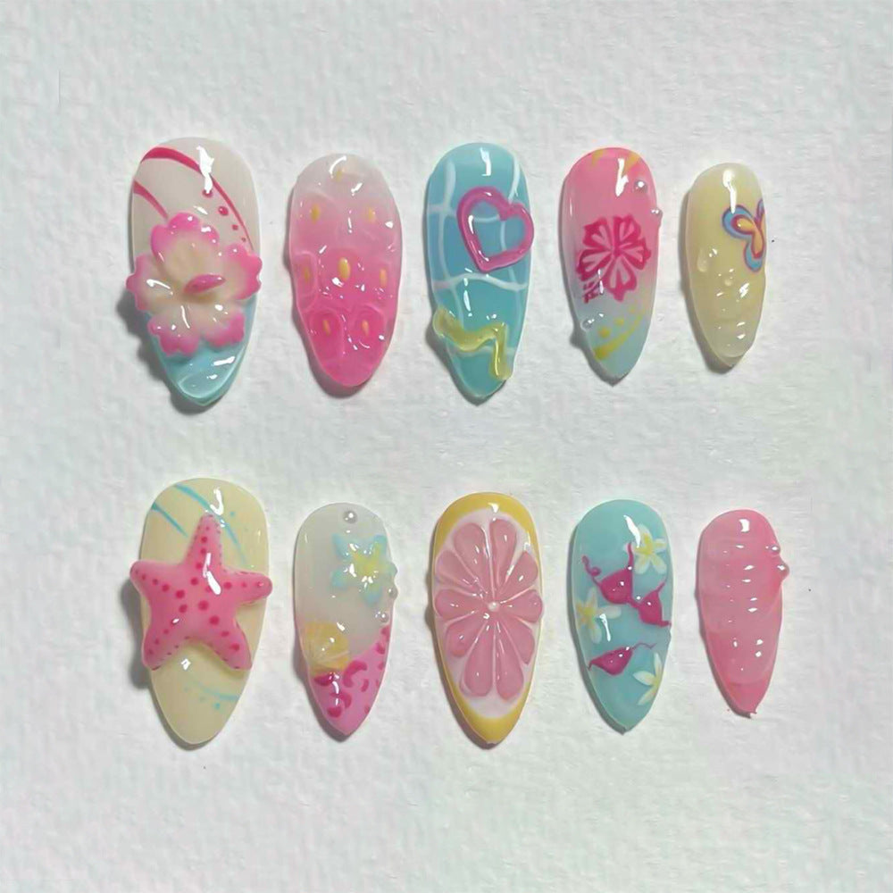 Themed Press-On Nail Set - Artistic Designs
