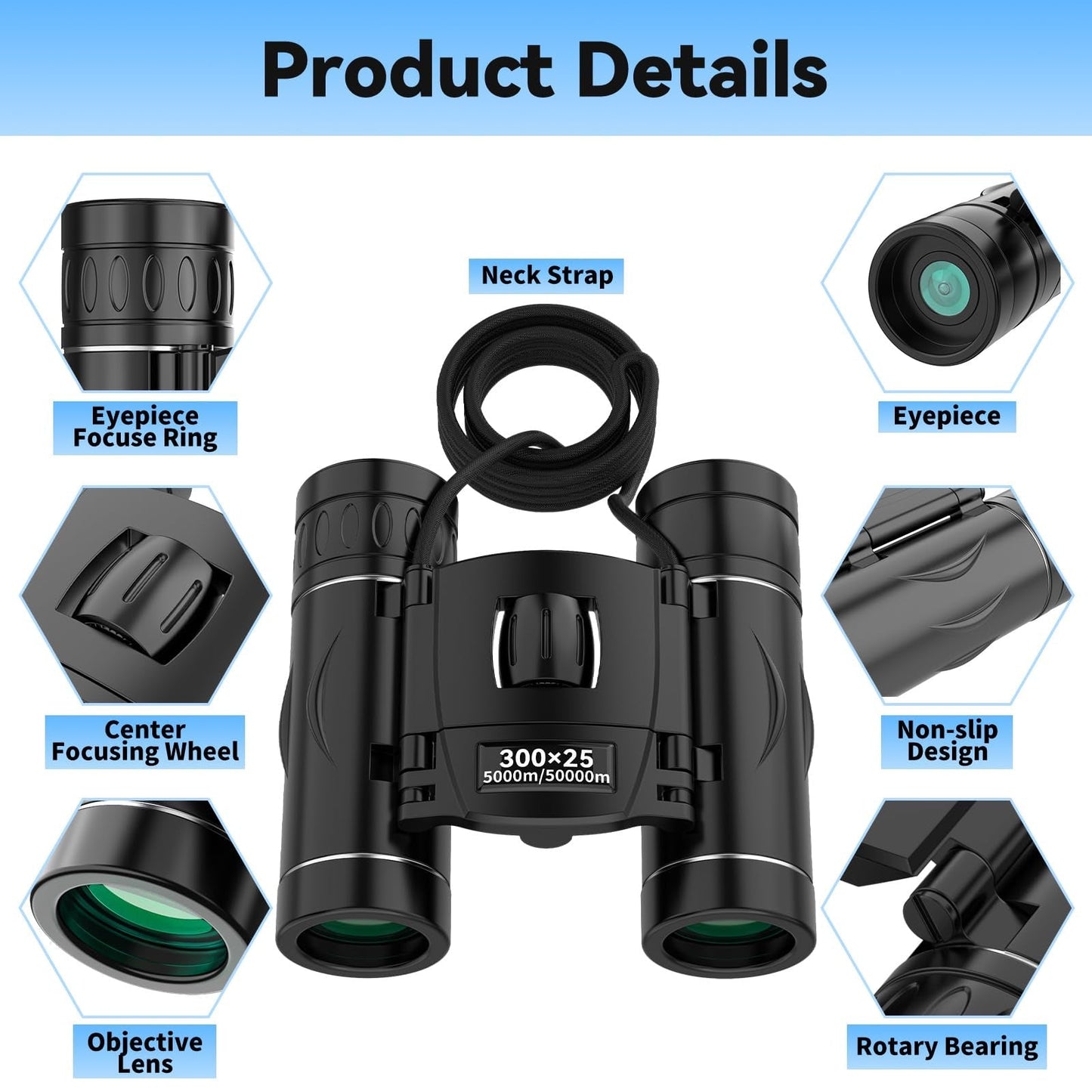 40X Compact Binoculars for Travel and Outdoor Adventures